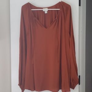 Ava & Viv Peasant Flowy Orange 2X Top